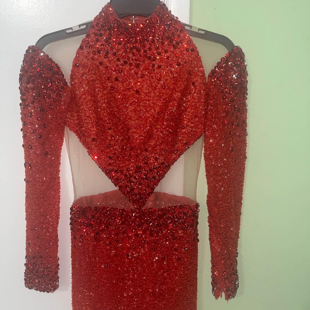 Dhey Galaviz sheer pageant cocktail dress custom made - Picture 4 of 8